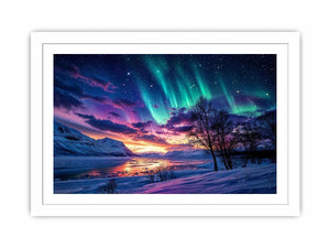 Aurora over a frozen fjord