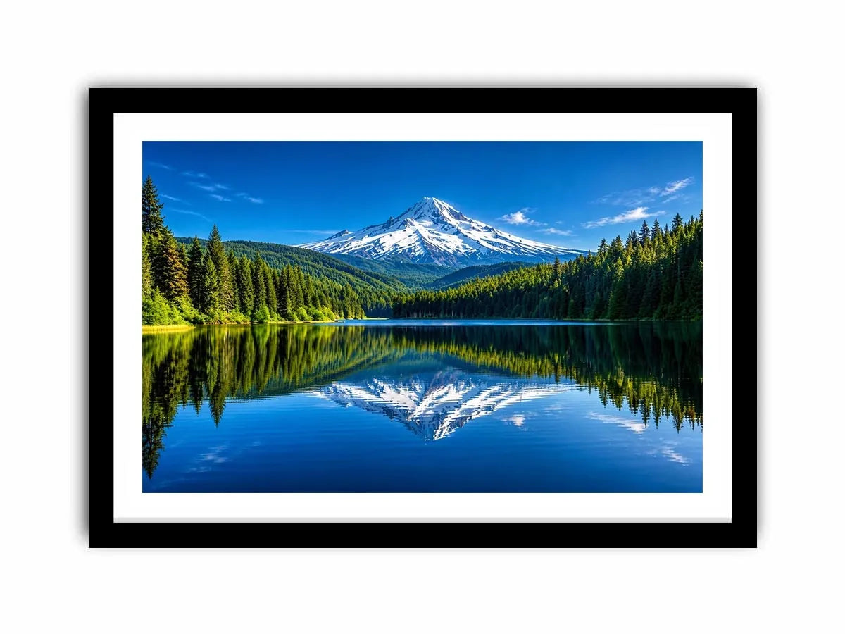 Mountain reflection in still lake