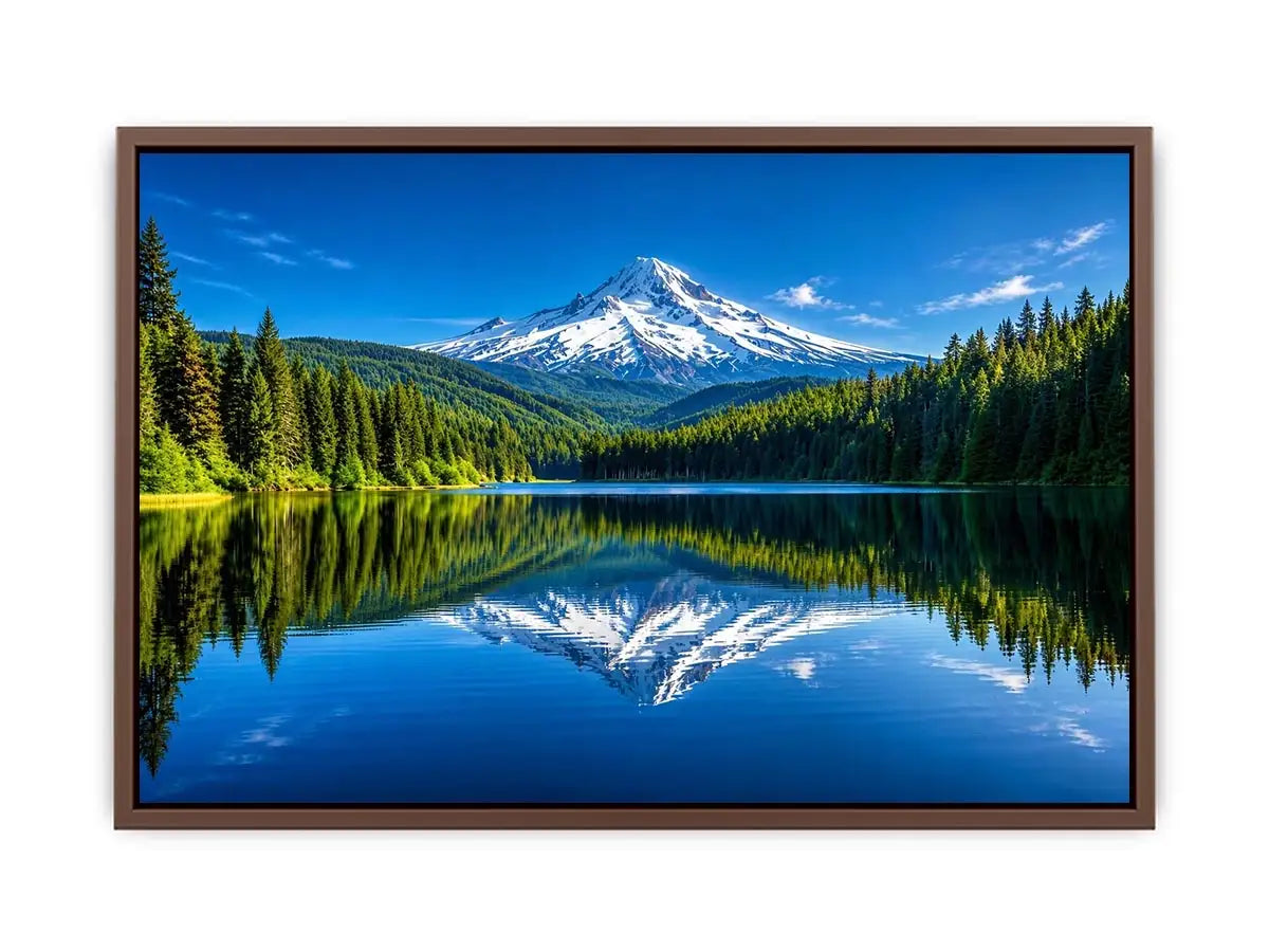 Mountain reflection in still lake