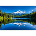 Mountain reflection in still lake