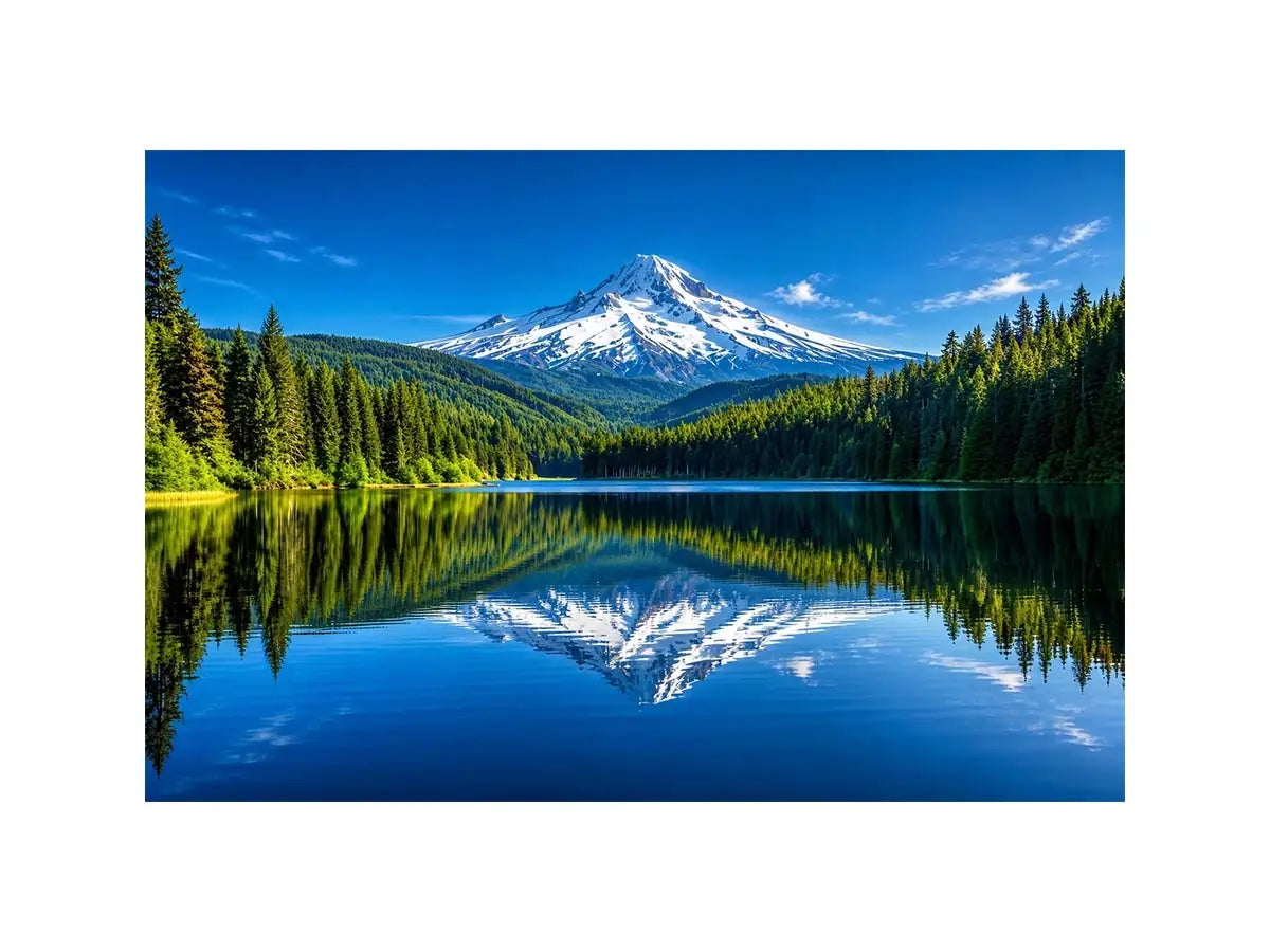 Mountain reflection in still lake