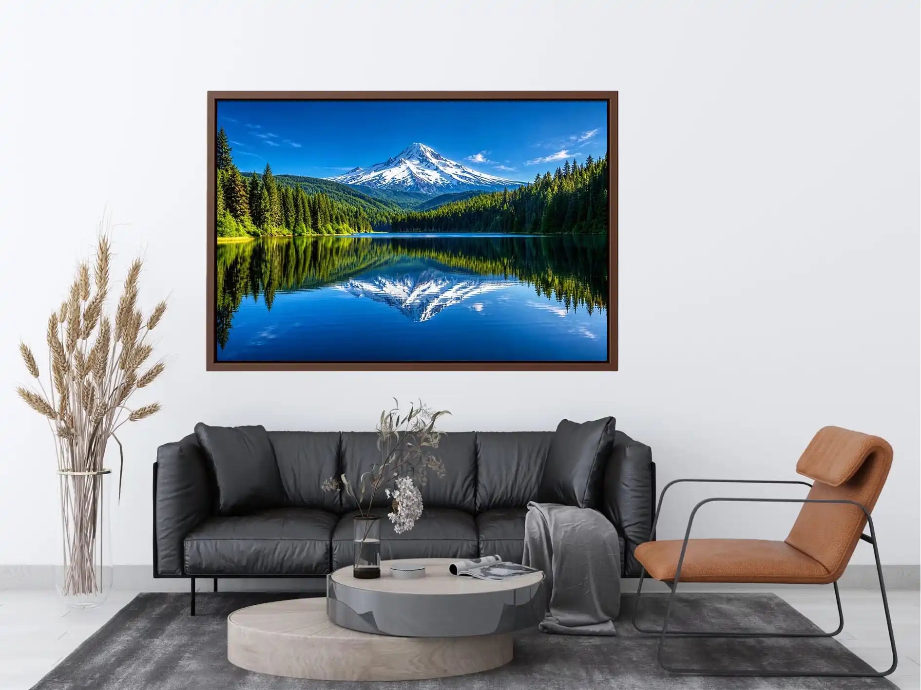 Mountain reflection in still lake