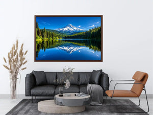 Mountain reflection in still lake