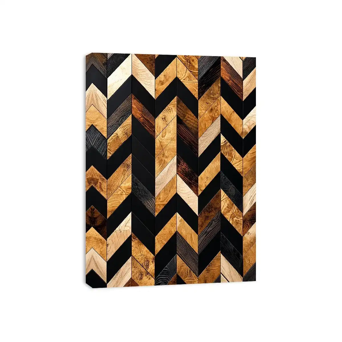 Geometric wood and black chevron pattern