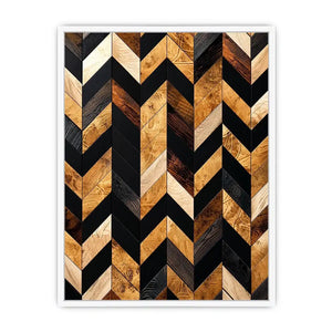 Geometric wood and black chevron pattern