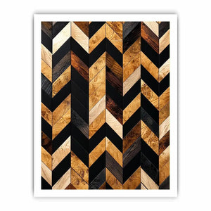 Geometric wood and black chevron pattern