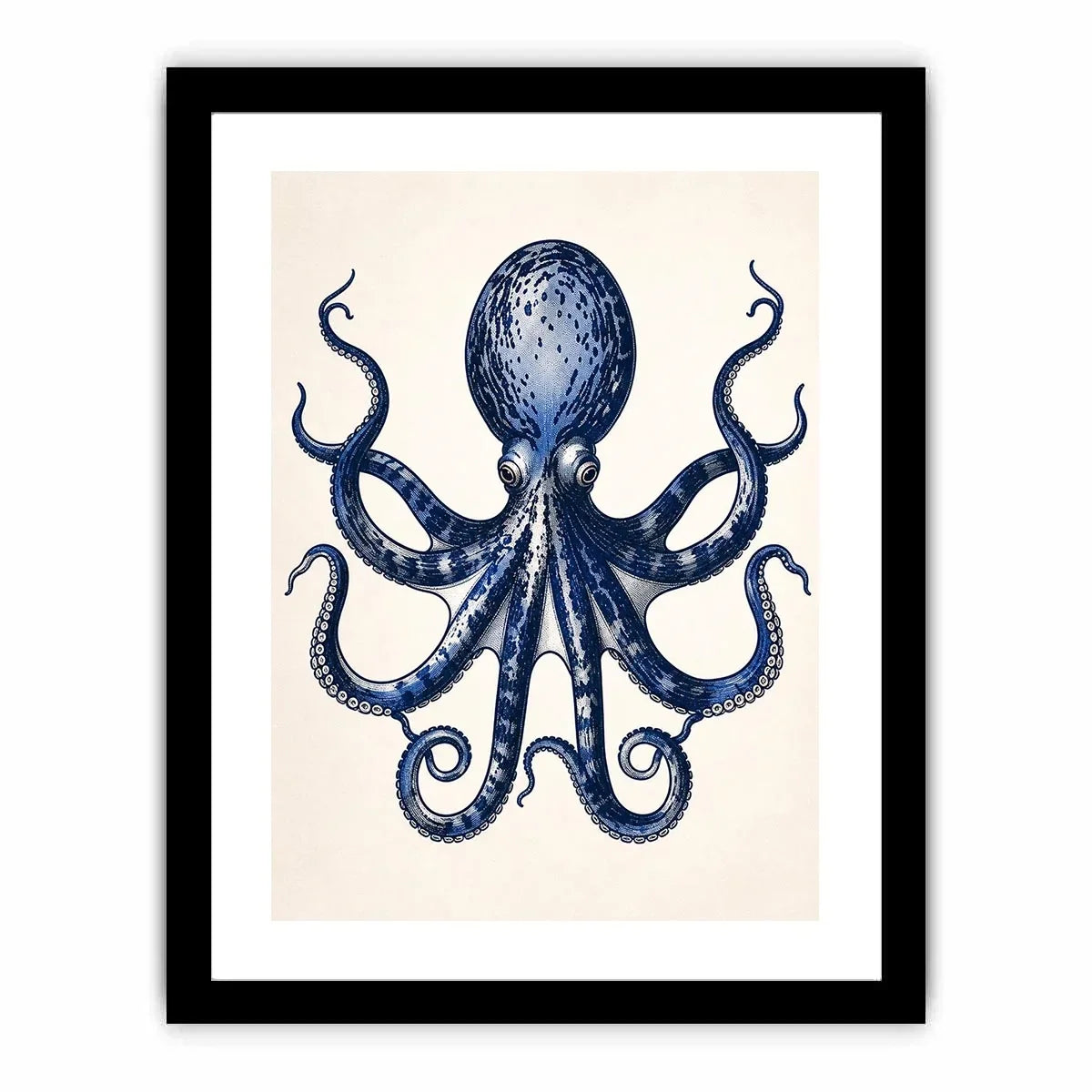 Vintage octopus illustration on cream paper