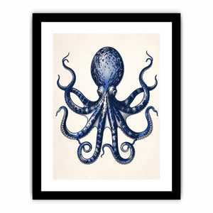 Vintage octopus illustration on cream paper
