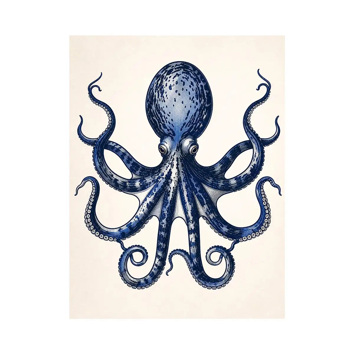 Vintage octopus illustration on cream paper