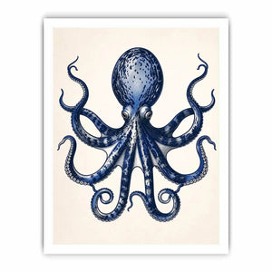 Vintage octopus illustration on cream paper