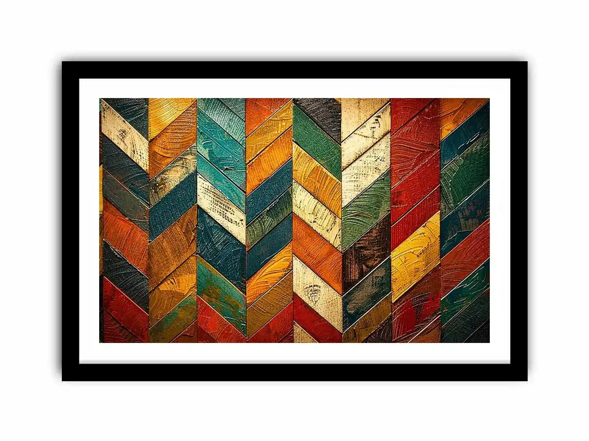 Vibrant chevron wooden art pattern