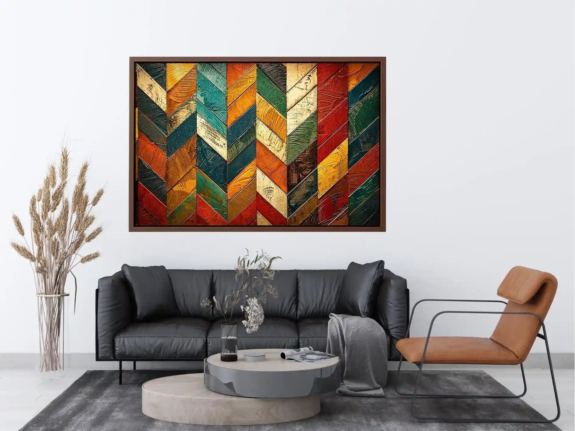 Vibrant chevron wooden art pattern