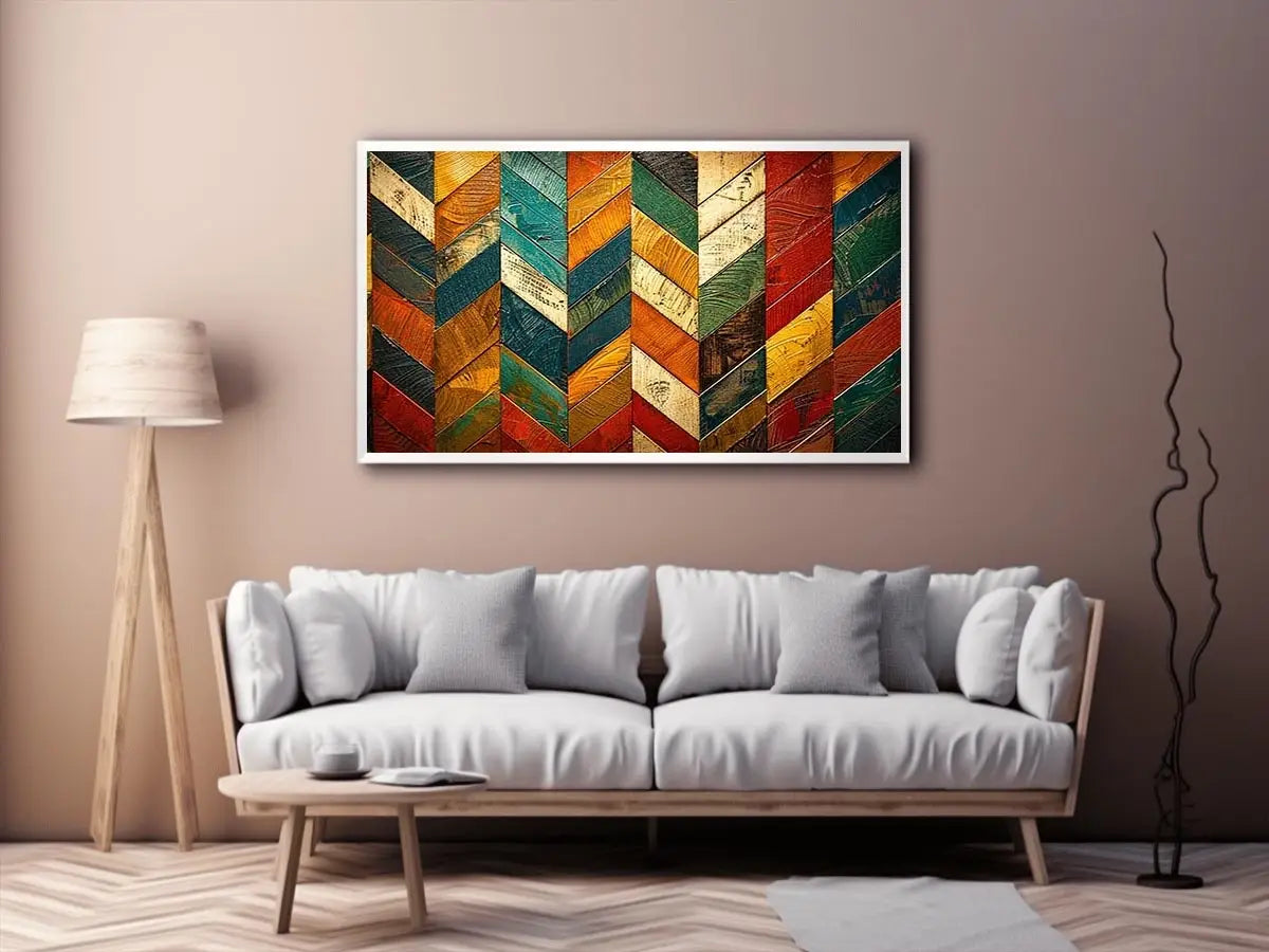 Vibrant chevron wooden art pattern