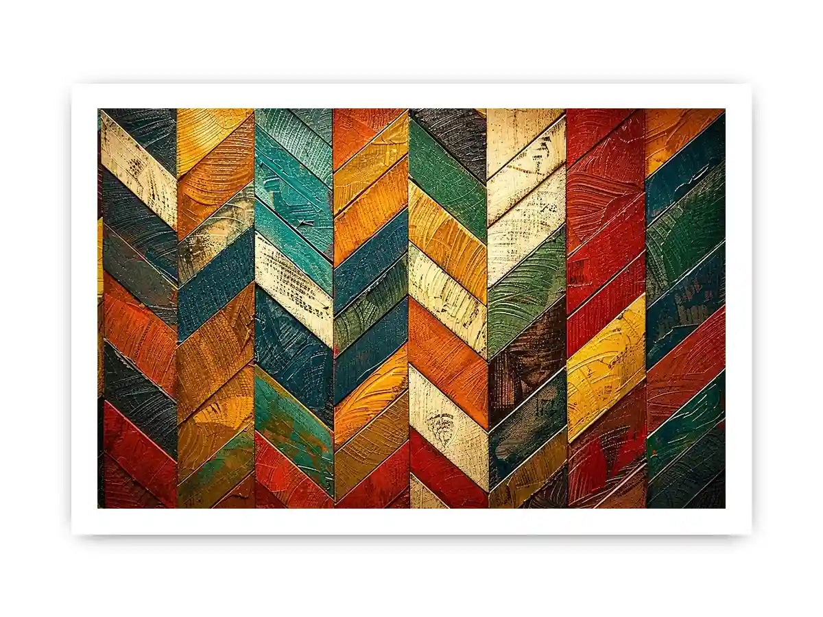 Vibrant chevron wooden art pattern