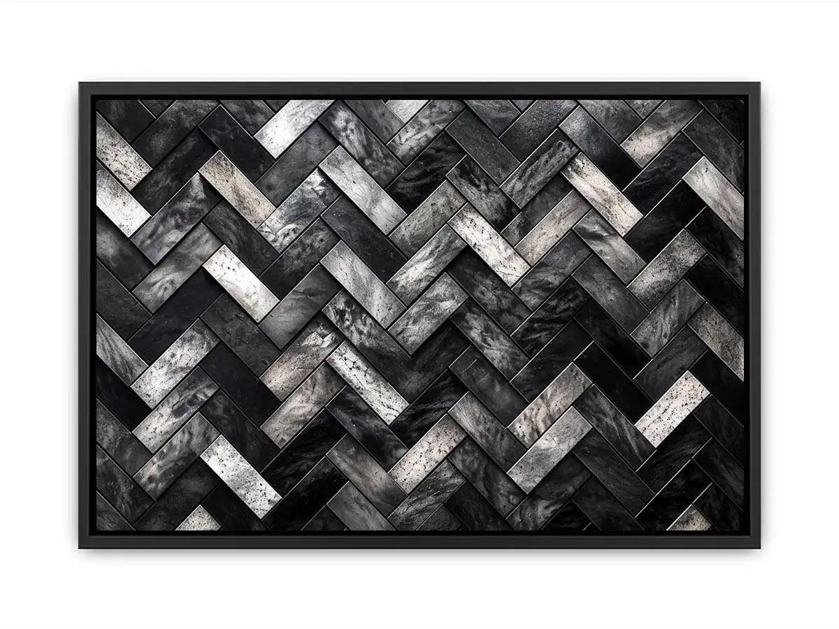 Monochrome herringbone stone pattern