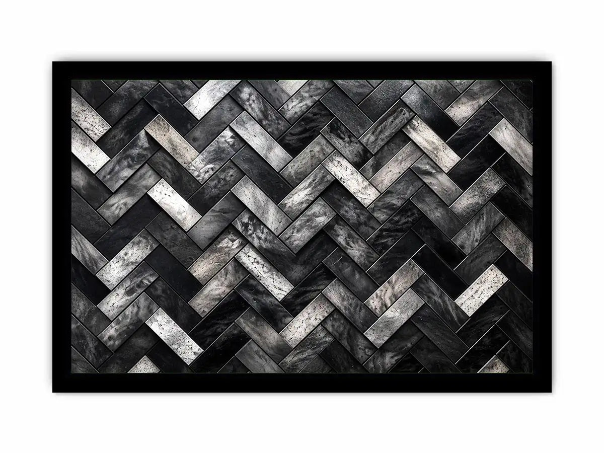Monochrome herringbone stone pattern