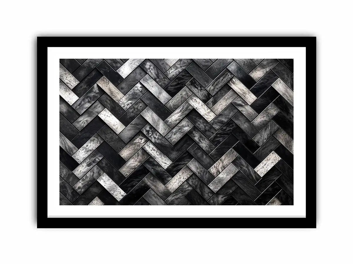 Monochrome herringbone stone pattern