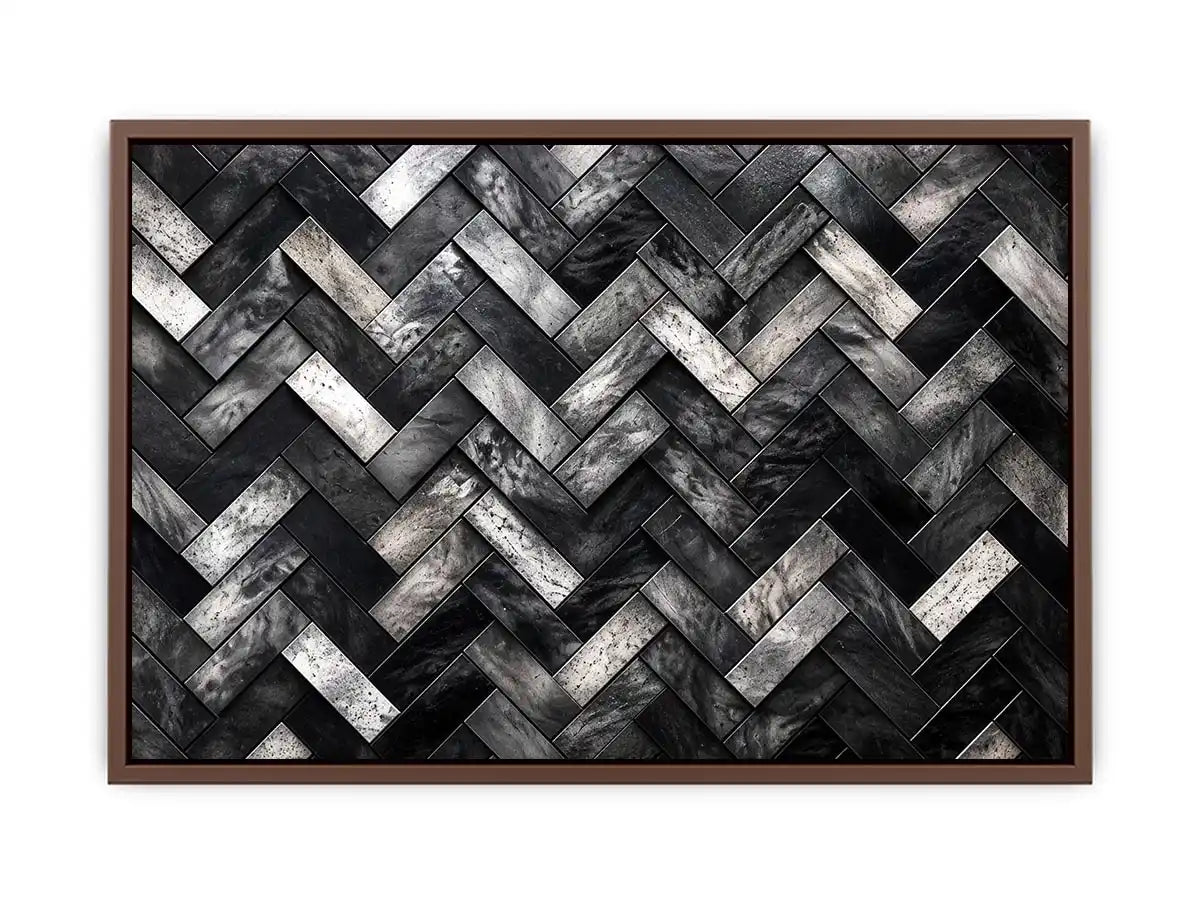 Monochrome herringbone stone pattern