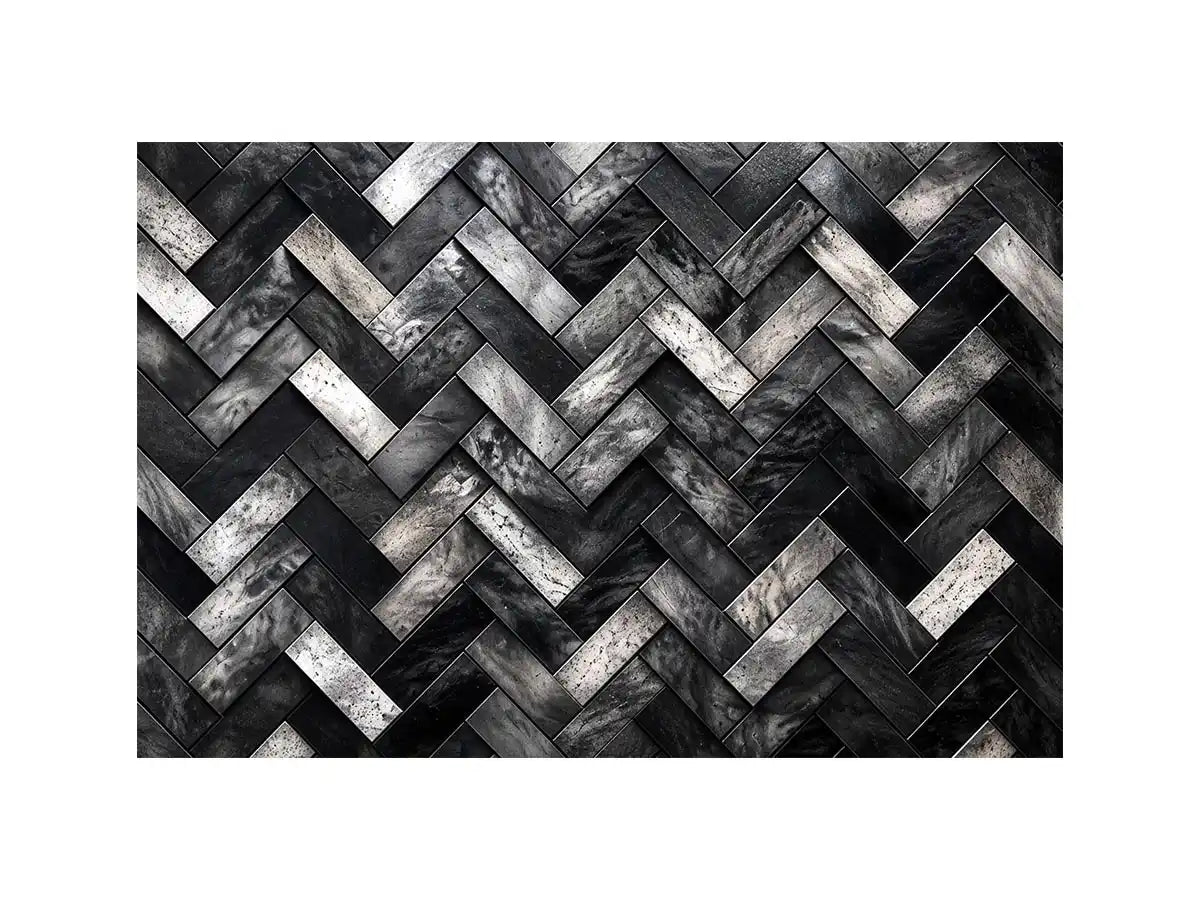 Monochrome herringbone stone pattern
