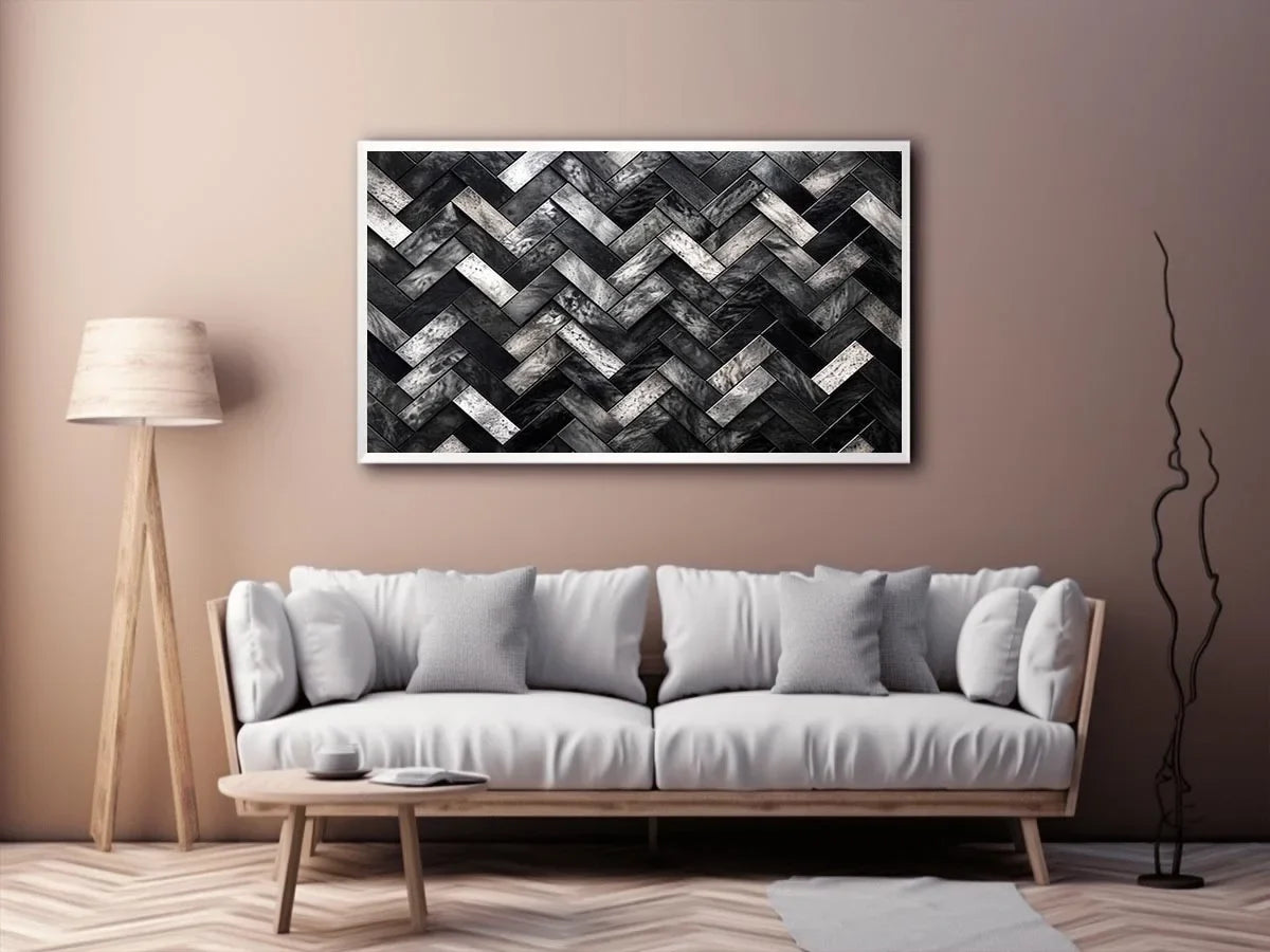 Monochrome herringbone stone pattern