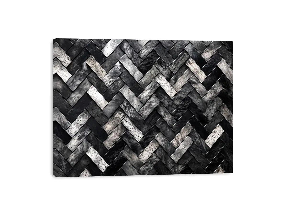 Monochrome herringbone stone pattern