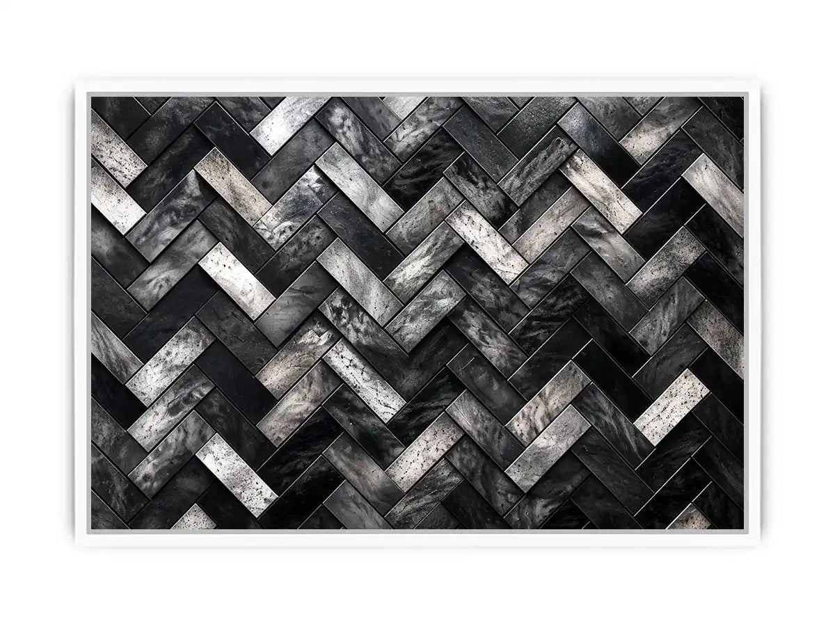 Monochrome herringbone stone pattern