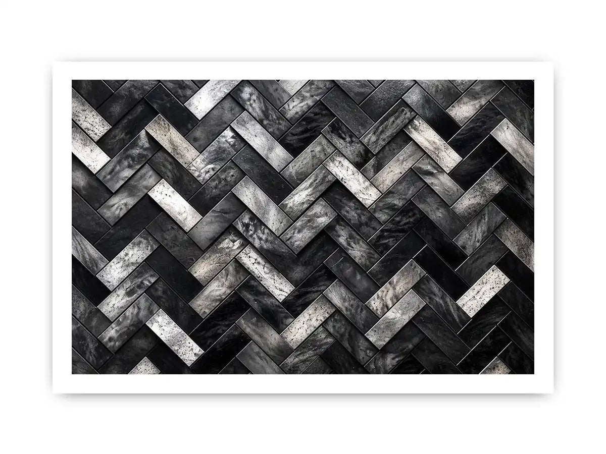 Monochrome herringbone stone pattern