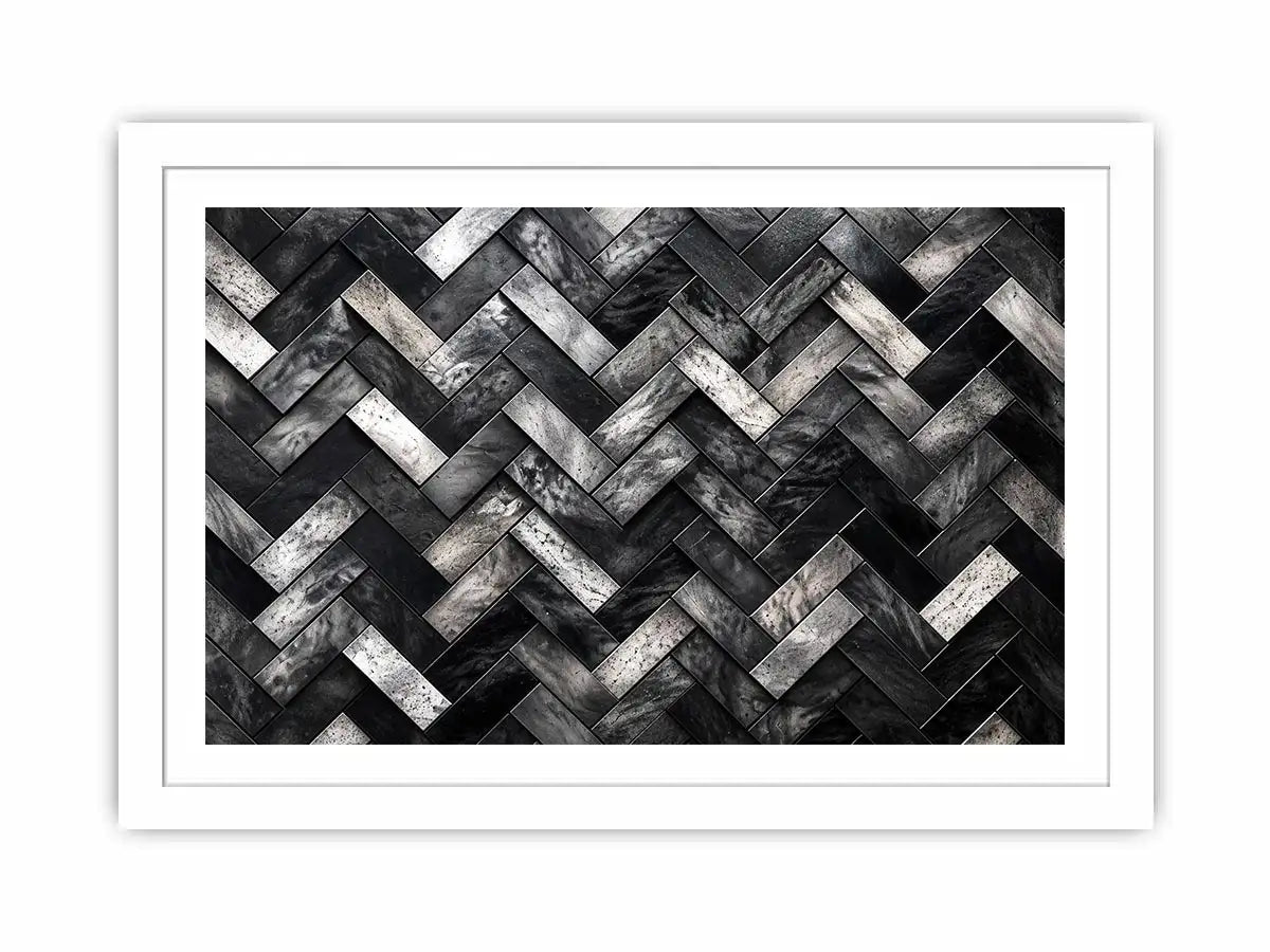 Monochrome herringbone stone pattern
