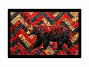 Bold bear in textured herringbone pattern
