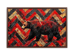 Bold bear in textured herringbone pattern