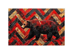 Bold bear in textured herringbone pattern