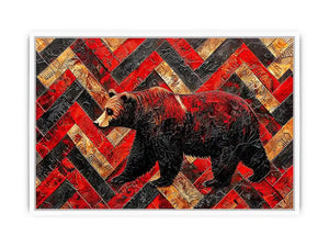 Bold bear in textured herringbone pattern