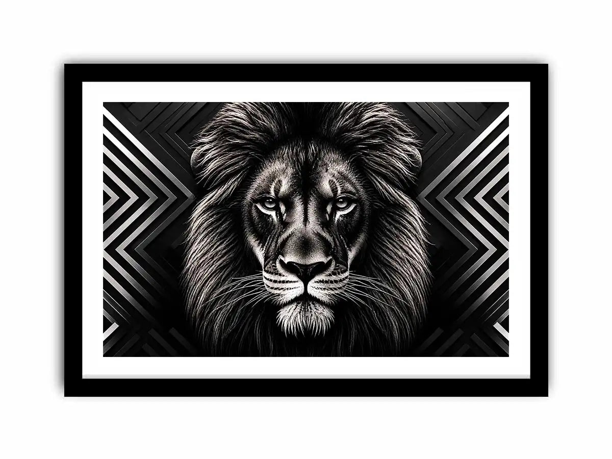 Majestic lion with geometric elegance