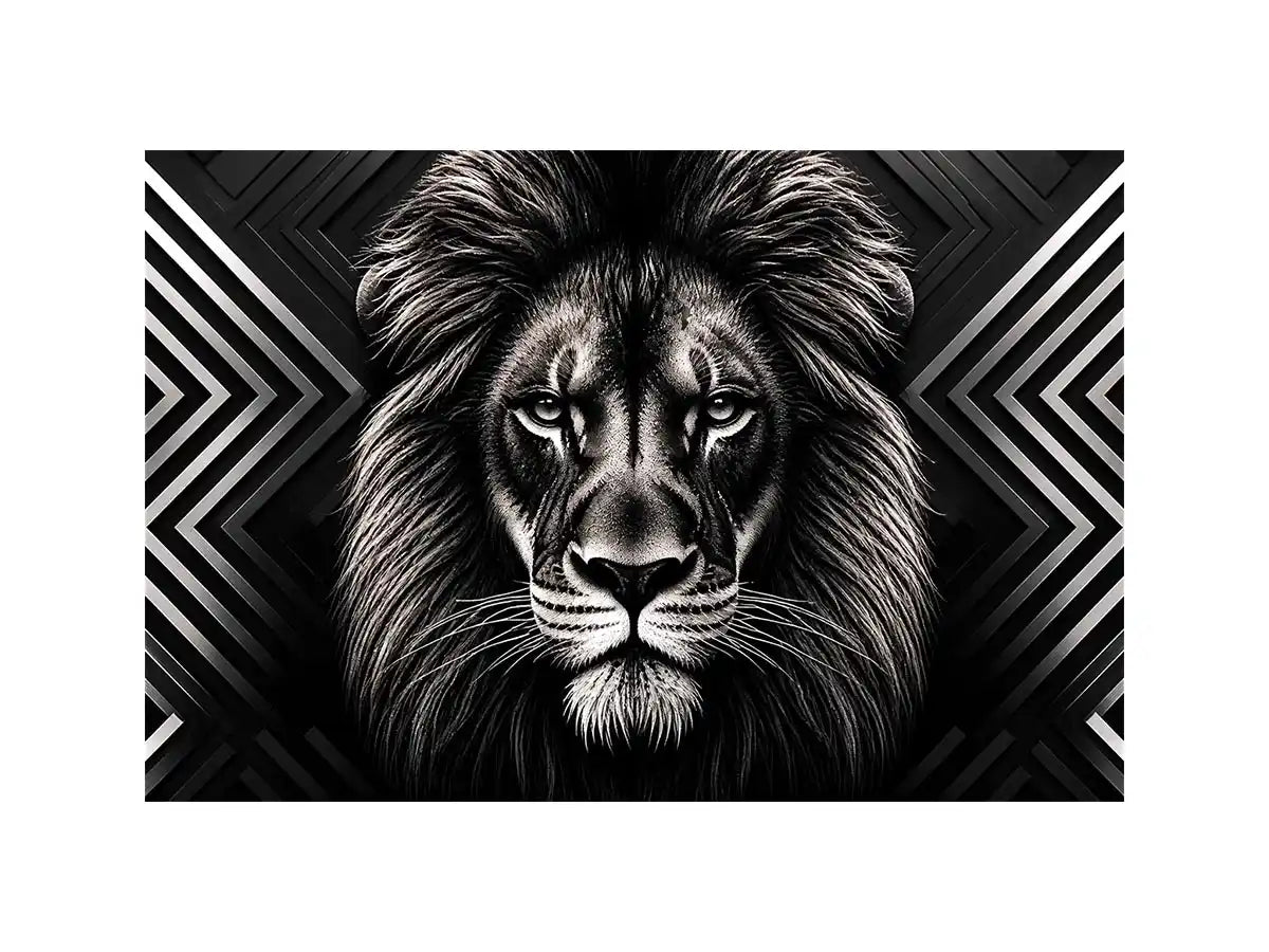 Majestic lion with geometric elegance