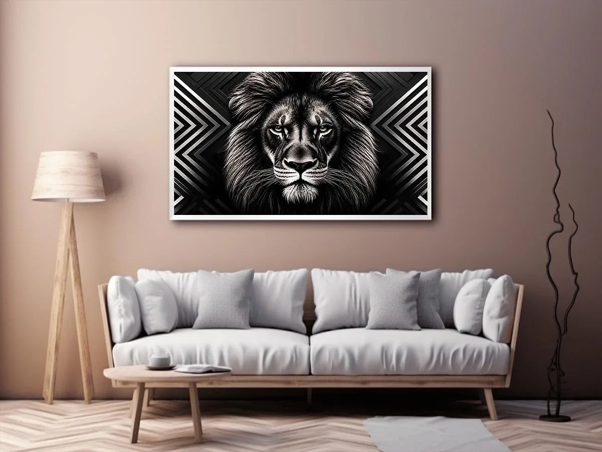 Majestic lion with geometric elegance
