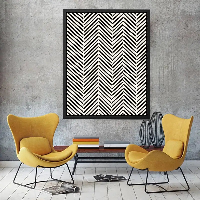 Monochrome chevron pattern on cream