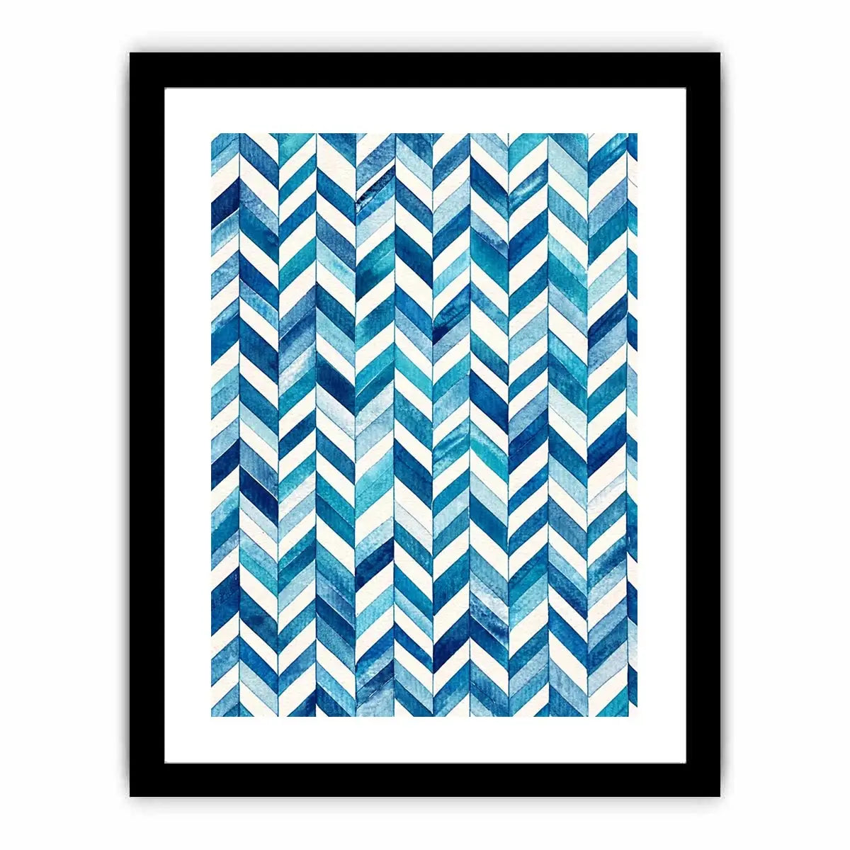 Abstract blue chevron watercolor pattern