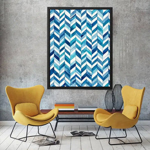 Abstract blue chevron watercolor pattern