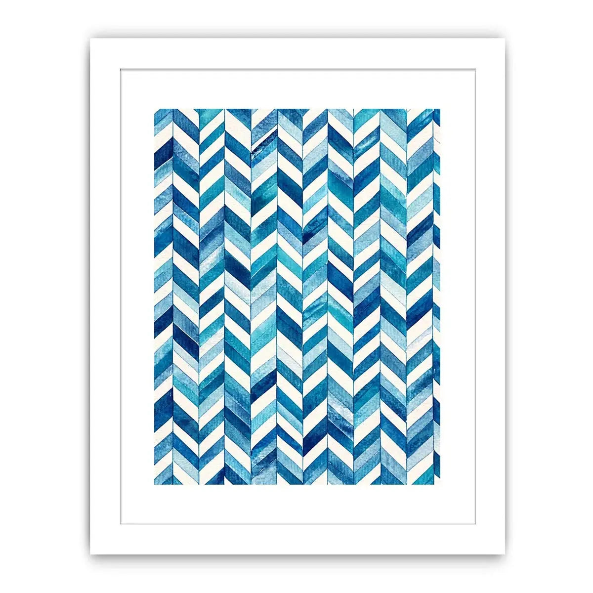 Abstract blue chevron watercolor pattern