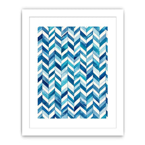 Abstract blue chevron watercolor pattern