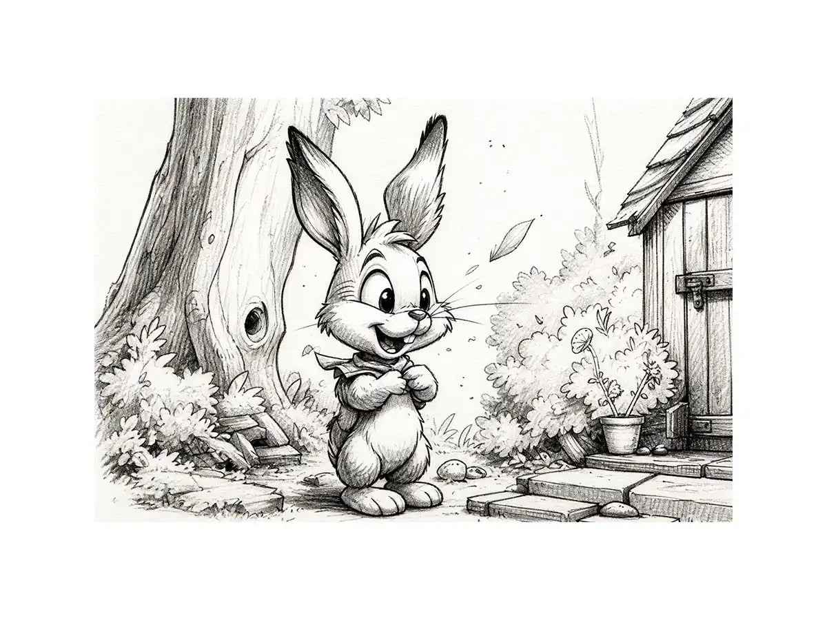 Happy bunny in a garden setting