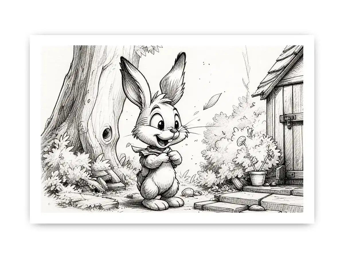 Happy bunny in a garden setting