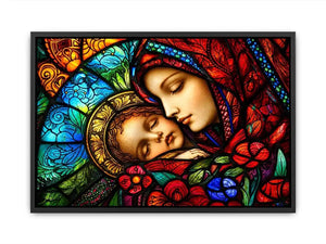Sacred embrace in stained glass