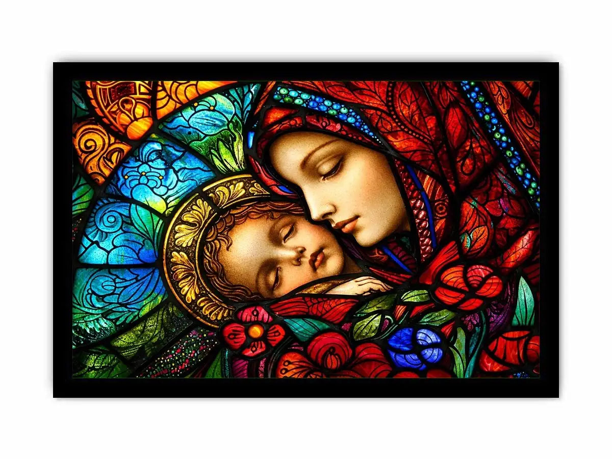 Sacred embrace in stained glass