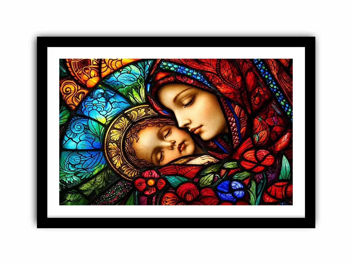 Sacred embrace in stained glass
