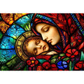 Sacred embrace in stained glass