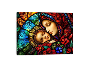 Sacred embrace in stained glass