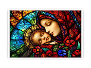Sacred embrace in stained glass