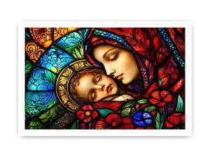 Sacred embrace in stained glass