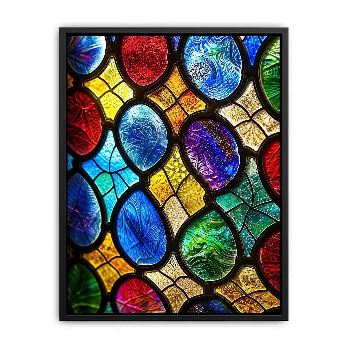 Vibrant stained glass mosaic close-up